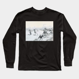 Indians Herding Wild Horses - Vintage Western American Art Long Sleeve T-Shirt